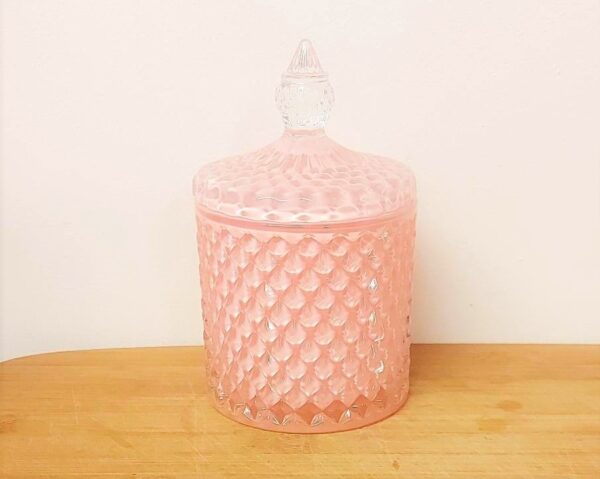 Küünlaklaas kaanega 300 ml roosa