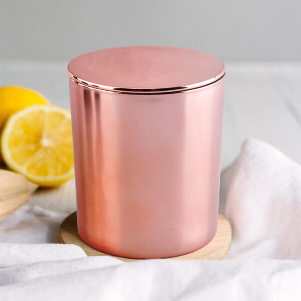 Küünlaklaas 300 ml rose gold metallist kaanega